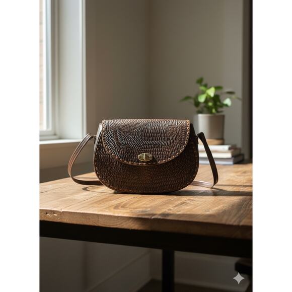 Vintage Tooled Leather Saddle Bag - Picture 1 of 8